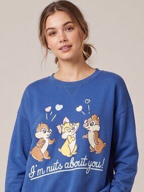 Disney Chip 'n' Dale Nuts About You Women's Sleep Pullover Shirt (Medium 7-9)